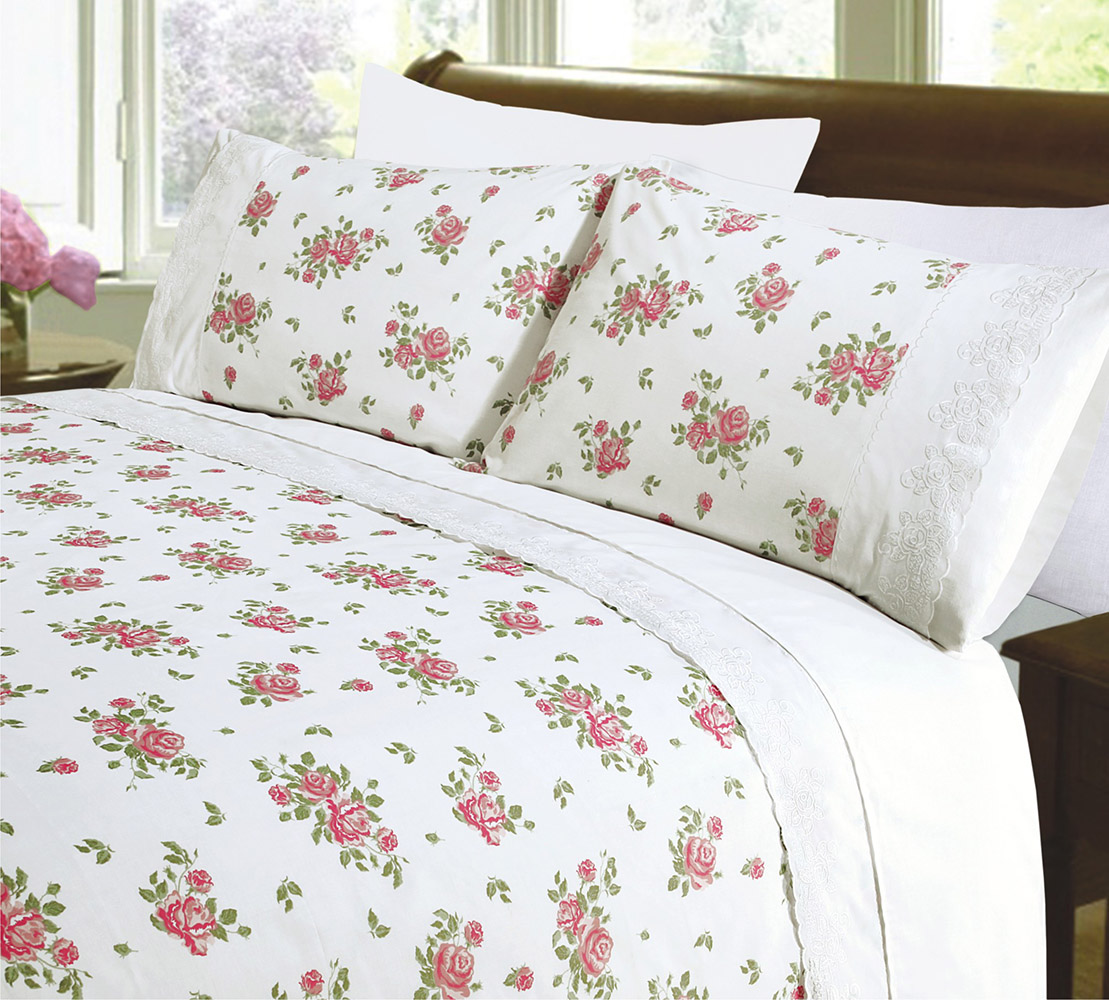 Embroidered Soft Touch Easy Care Vintage Floral Rose Lace Duvet Bedding Sets In Ebay 0549